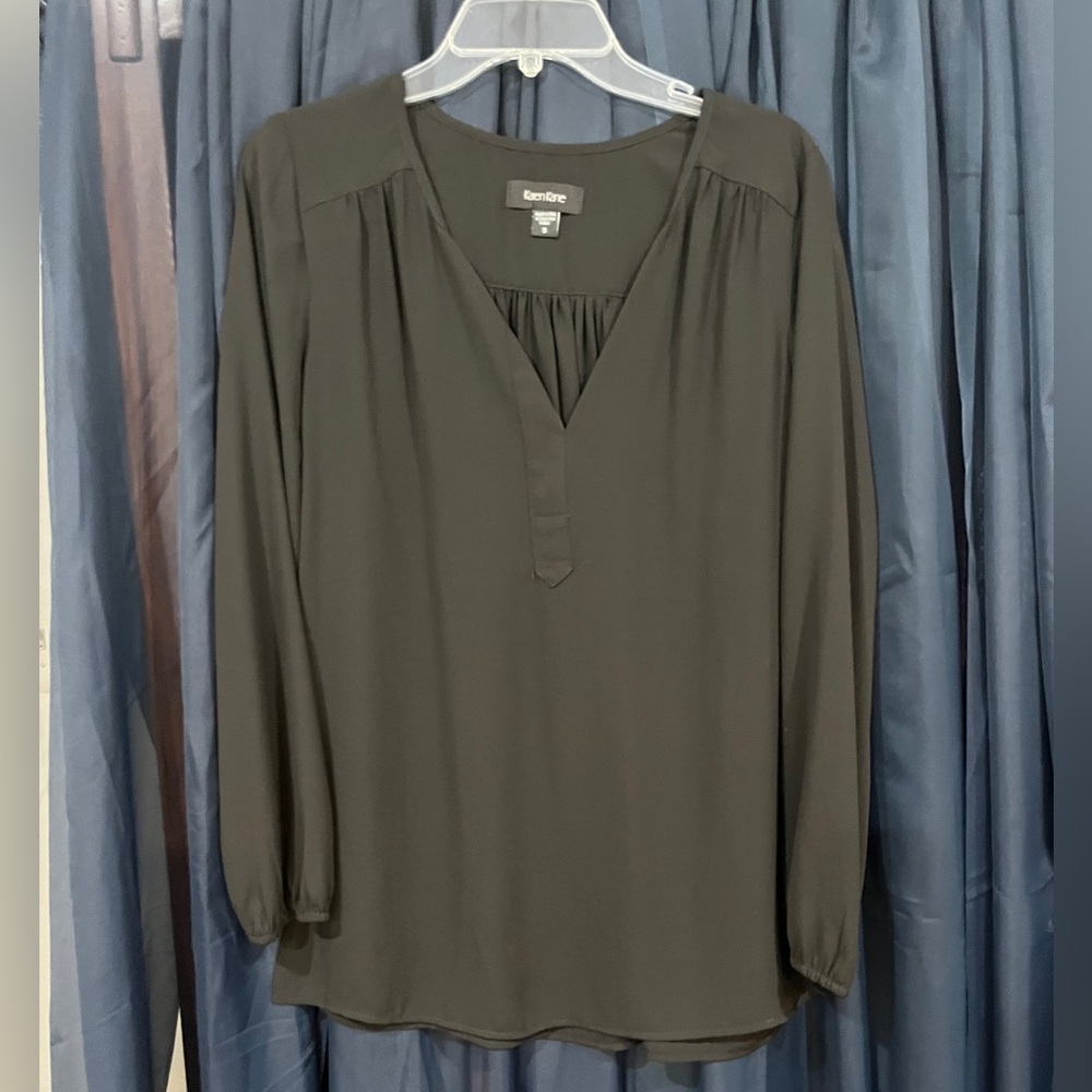 Karen Kane Charcoal Long Sleeve Blouse